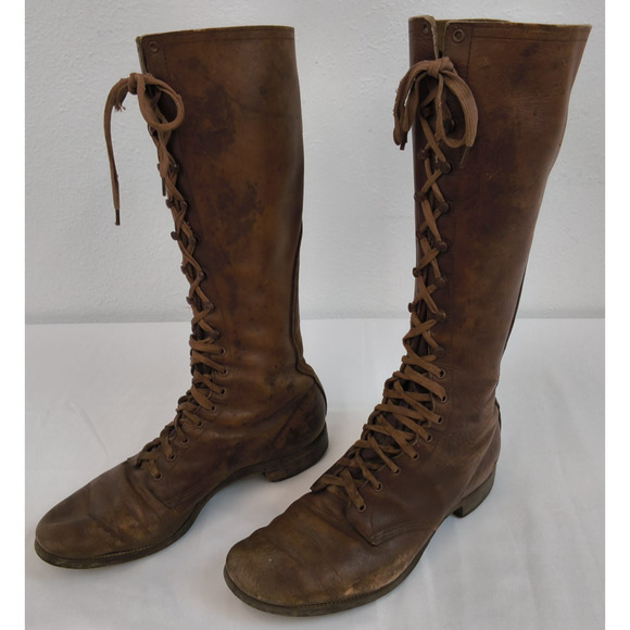 Vintage Thorogood Cavalry Riding Boots Men\'s 12 Brown 1920\'s Knee High #W5094 main image 4